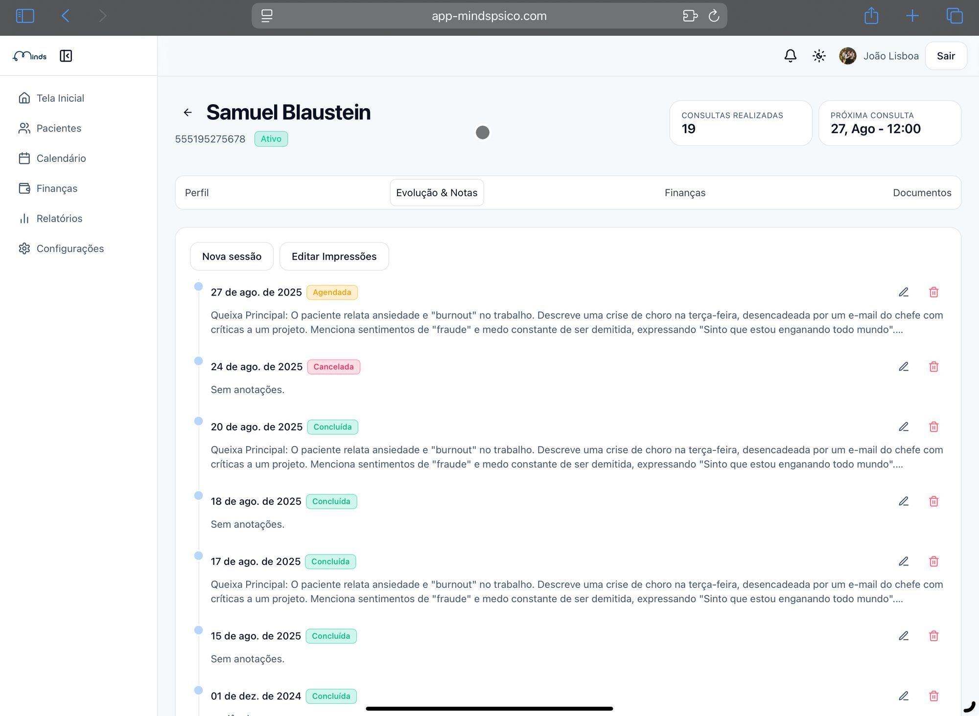 Acompanhe seus pacientes